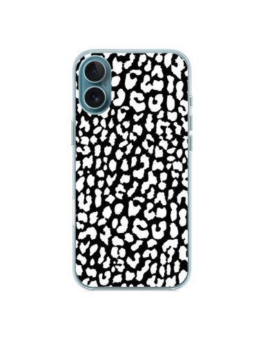 Coque iPhone 16 Plus Leopard Noir et Blanc - Mary Nesrala