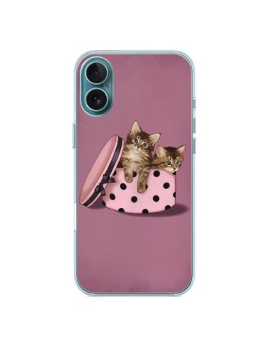 Coque iPhone 16 Plus Chaton Chat Kitten Boite Pois - Maryline Cazenave