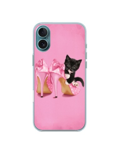 Coque iPhone 16 Plus Chaton Chat Noir Kitten Chaussure Shoes - Maryline Cazenave