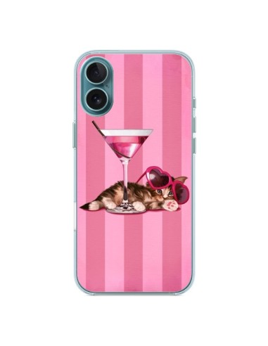 Coque iPhone 16 Plus Chaton Chat Kitten Cocktail Lunettes Coeur - Maryline Cazenave