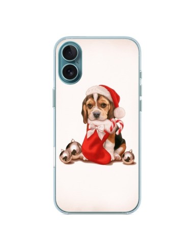 Coque iPhone 16 Plus Chien Dog Pere Noel Christmas - Maryline Cazenave