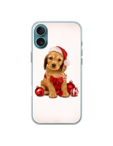 Coque iPhone 16 Plus Chien Dog Pere Noel Christmas Boules Sapin - Maryline Cazenave