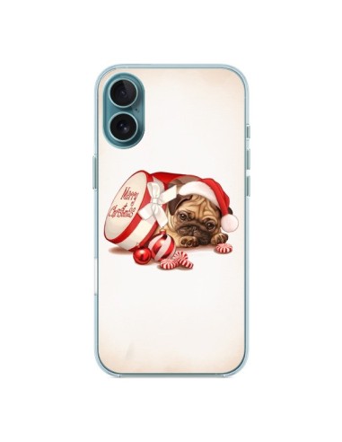 Coque iPhone 16 Plus Chien Dog Pere Noel Christmas Boite - Maryline Cazenave