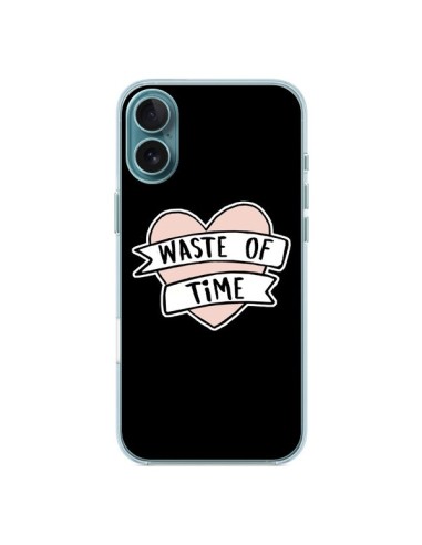 Coque iPhone 16 Plus Waste of Time Coeur - Maryline Cazenave