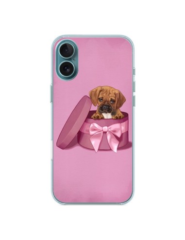 Coque iPhone 16 Plus Chien Dog Boite Noeud Triste - Maryline Cazenave