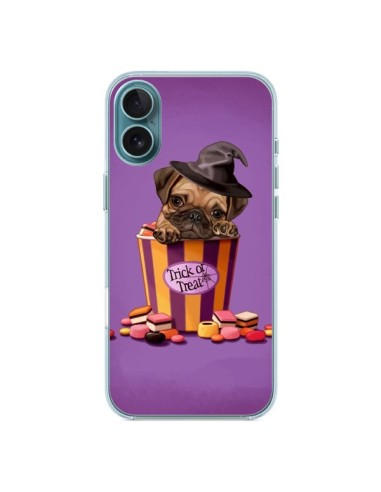 Coque iPhone 16 Plus Chien Dog Halloween Sorciere Bonbon - Maryline Cazenave