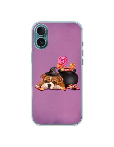 Coque iPhone 16 Plus Chien Dog Halloween Sorciere Chaudron Bonbon - Maryline Cazenave