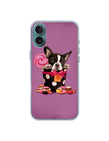 Coque iPhone 16 Plus Chien Dog Boite Noeud Papillon Pois Bonbon - Maryline Cazenave