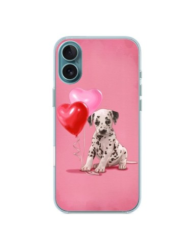 Coque iPhone 16 Plus Chien Dog Dalmatien Ballon Coeur - Maryline Cazenave