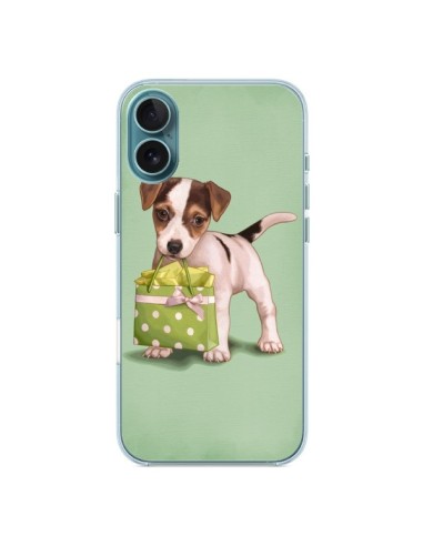 Coque iPhone 16 Plus Chien Dog Shopping Sac Pois Vert - Maryline Cazenave