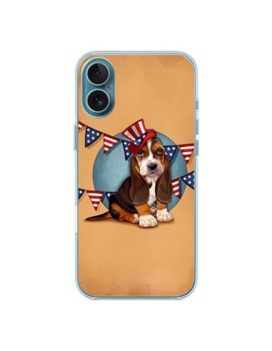 Coque iPhone 16 Plus Chien Dog USA Americain - Maryline Cazenave