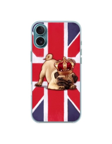 Coque iPhone 16 Plus Chien Dog Anglais UK British Queen King Roi Reine - Maryline Cazenave