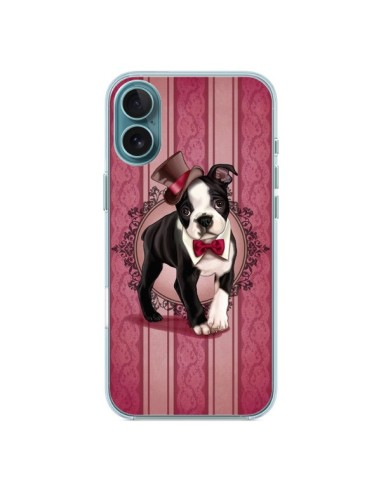 Coque iPhone 16 Plus Chien Dog Gentleman Noeud Papillon Chapeau - Maryline Cazenave