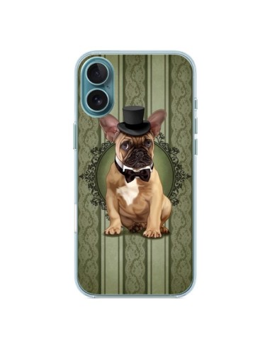 Coque iPhone 16 Plus Chien Dog Bulldog Noeud Papillon Chapeau - Maryline Cazenave