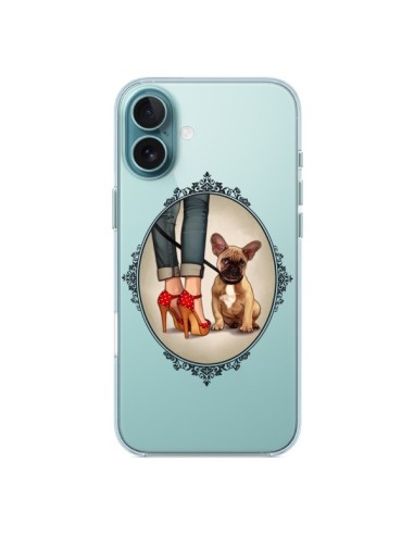 Coque iPhone 16 Plus Lady Jambes Chien Bulldog Dog Transparente - Maryline Cazenave