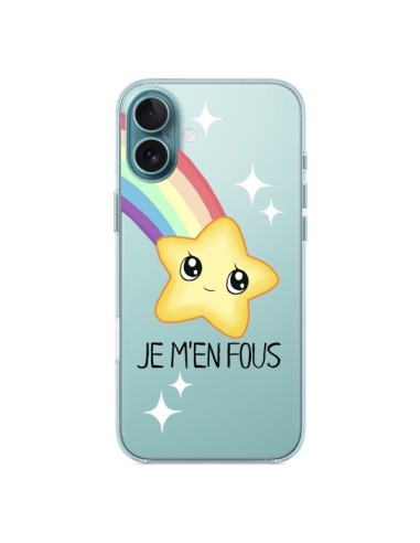 Coque iPhone 16 Plus Etoile Je M'en Fous Transparente - Maryline Cazenave