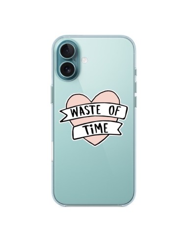 Coque iPhone 16 Plus Waste Of Time Transparente - Maryline Cazenave