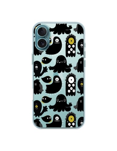 Coque iPhone 16 Plus Monsters Monstres Pattern Transparente - Maria Jose Da Luz