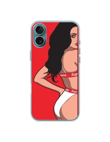 Coque iPhone 16 Plus Pop Art Femme Rouge - Mikadololo