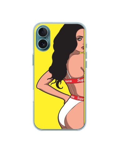 Coque iPhone 16 Plus Pop Art Femme Jaune - Mikadololo