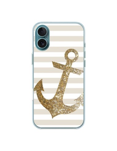 Coque iPhone 16 Plus Ancre Or Navire - Monica Martinez