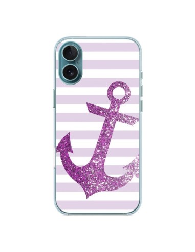 Coque iPhone 16 Plus Ancre Rose Navire - Monica Martinez