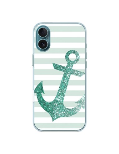 Coque iPhone 16 Plus Ancre Vert Navire - Monica Martinez