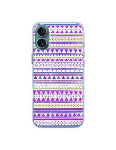 Coque iPhone 16 Plus Bandana Violet Azteque - Monica Martinez