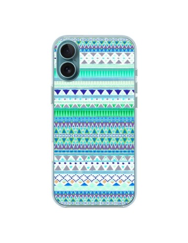 Coque iPhone 16 Plus Chenoa Bleu Azteque - Monica Martinez