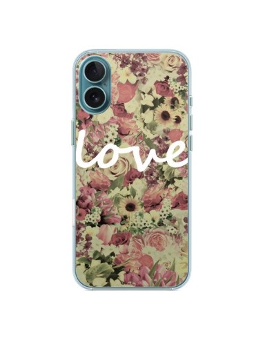 Coque iPhone 16 Plus Love Blanc Flower - Monica Martinez