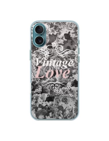 Coque iPhone 16 Plus Vintage Love Noir Flower - Monica Martinez