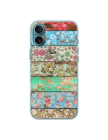 Cover iPhone 16 Plus Rococo Style Legno Fiori - Maximilian San