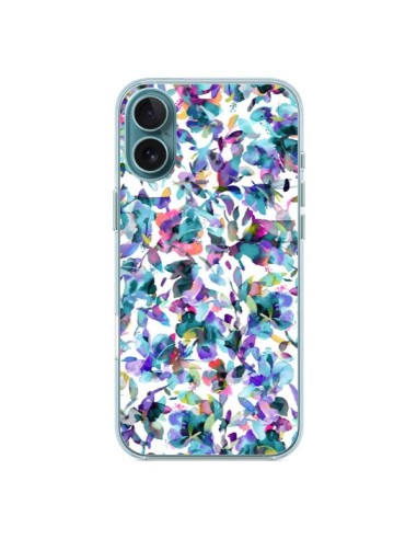 Coque iPhone 16 Plus Aquatic Flowers Blue - Ninola Design