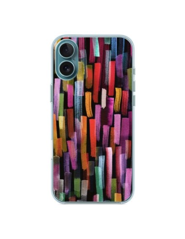 Coque iPhone 16 Plus Colorful Brushstrokes Black - Ninola Design