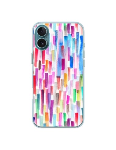 Coque iPhone 16 Plus Colorful Brushstrokes Multicolored - Ninola Design