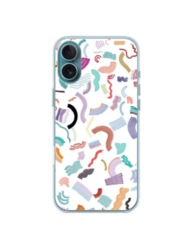 Coque iPhone 16 Plus Curly and Zigzag Stripes White - Ninola Design