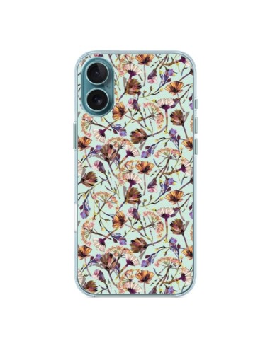 Coque iPhone 16 Plus Dry Blue Flowers - Ninola Design