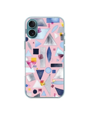 Coque iPhone 16 Plus Geometric Pieces Pink - Ninola Design