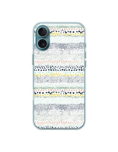 Coque iPhone 16 Plus Little Textured Dots Green - Ninola Design