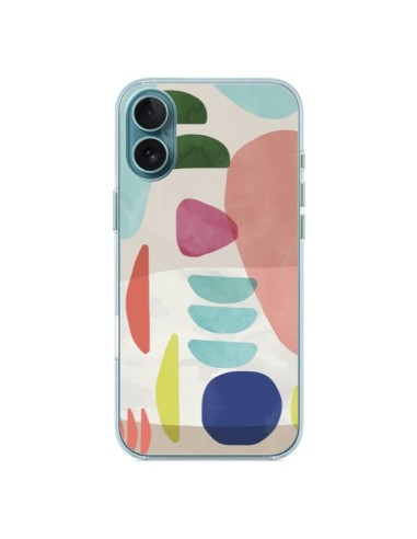 Coque iPhone 16 Plus Moody Geometry Multi White - Ninola Design