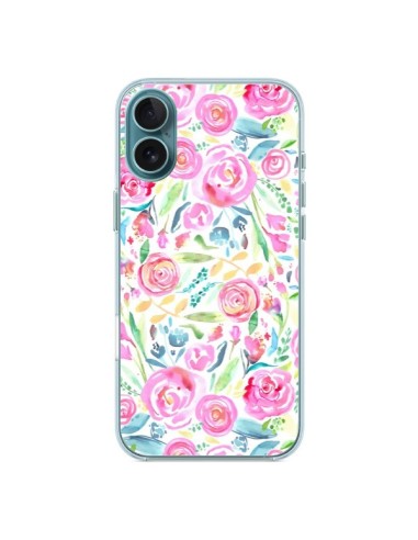 Coque iPhone 16 Plus Speckled Watercolor Pink - Ninola Design