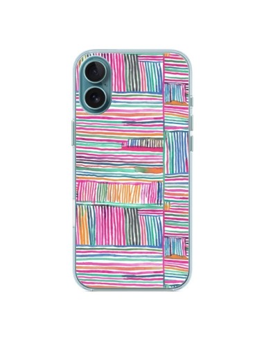 Coque iPhone 16 Plus Watercolor Linear Meditation Pink - Ninola Design