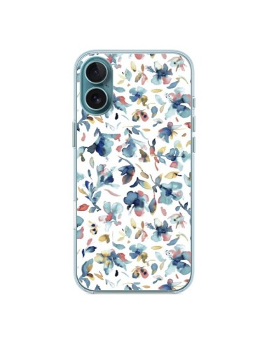 Coque iPhone 16 Plus Watery Hibiscus Blue - Ninola Design