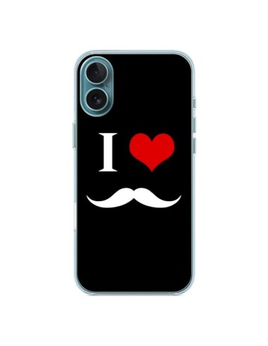 Coque iPhone 16 Plus I Love Moustache - Nico