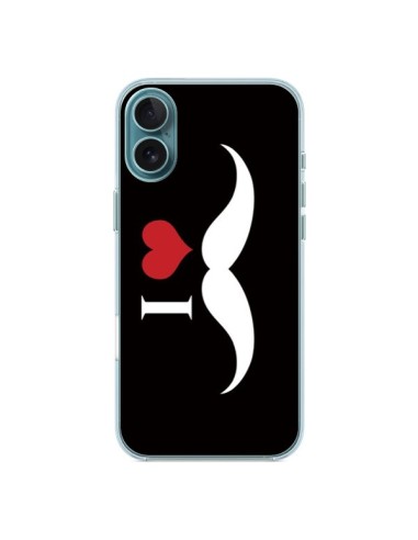 Coque iPhone 16 Plus I Love Moustache - Nico