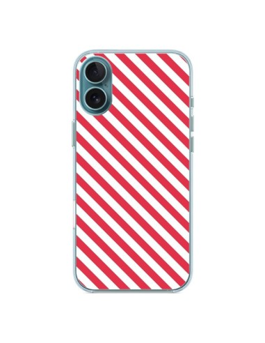 iPhone 16 Plus Case Striped Candy Pink and White - Nico