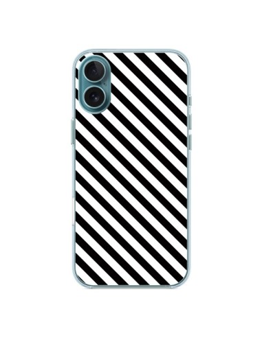 Coque iPhone 16 Plus Bonbon Candy Noire et Blanche Rayée - Nico