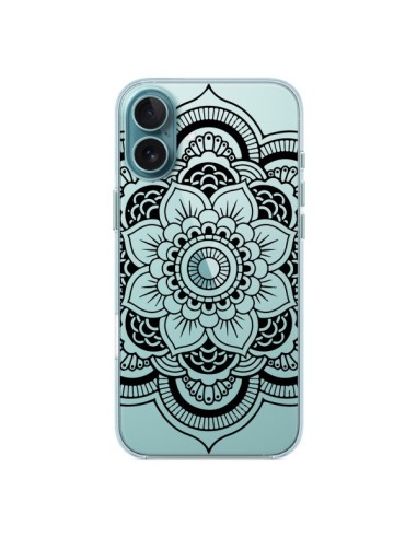 Coque iPhone 16 Plus Mandala Noir Azteque Transparente - Nico