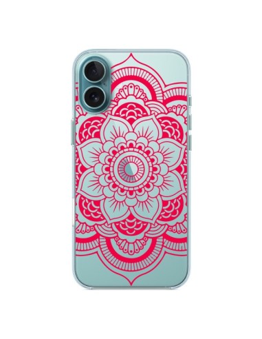 Coque iPhone 16 Plus Mandala Rose Fushia Azteque Transparente - Nico