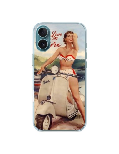 Coque iPhone 16 Plus Pin Up With Love From the Riviera Vespa Vintage - Nico